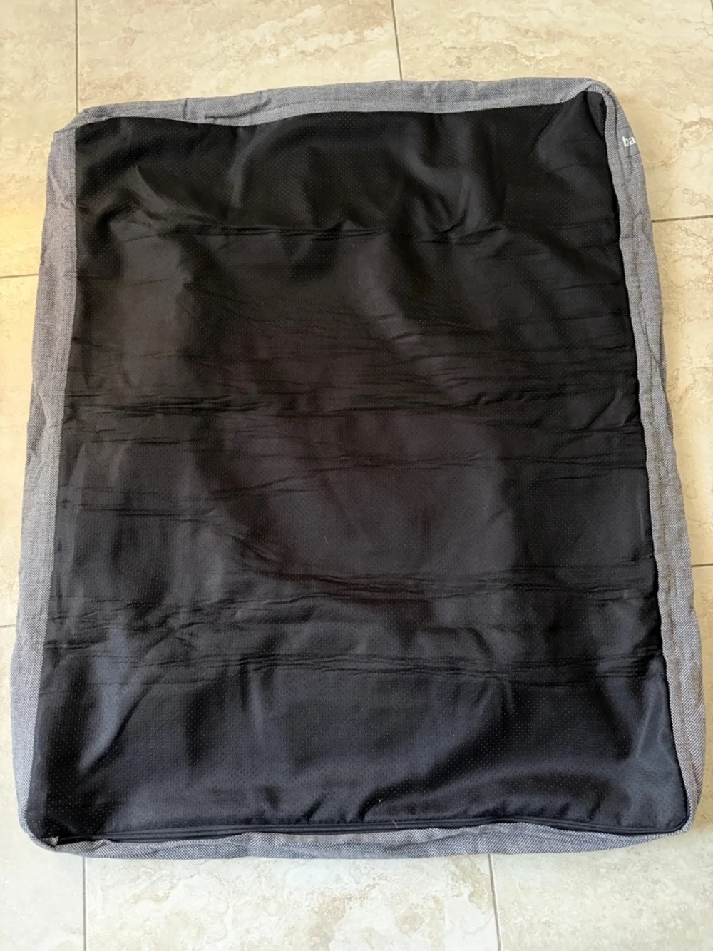 Barney Lightweight Dog Bed Cover- Gray with black &.white sides and black bottom